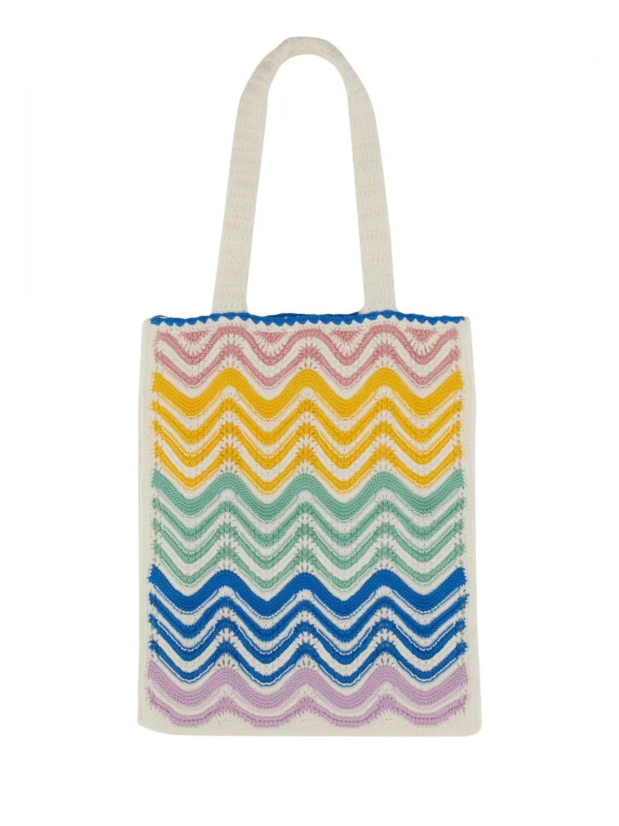 Knit Wave Crochet Tote Bag