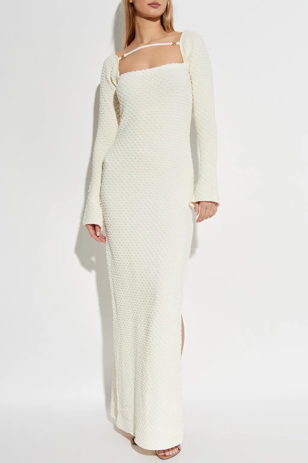 Square Neck Knitted Maxi Dress