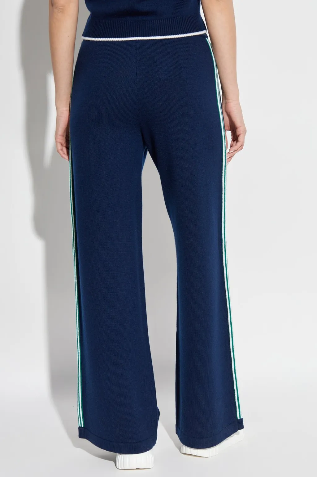 Logo Embroidered Wide-Leg Knit Trousers
