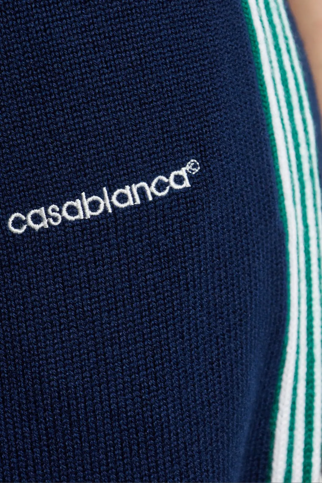 Logo Embroidered Wide-Leg Knit Trousers
