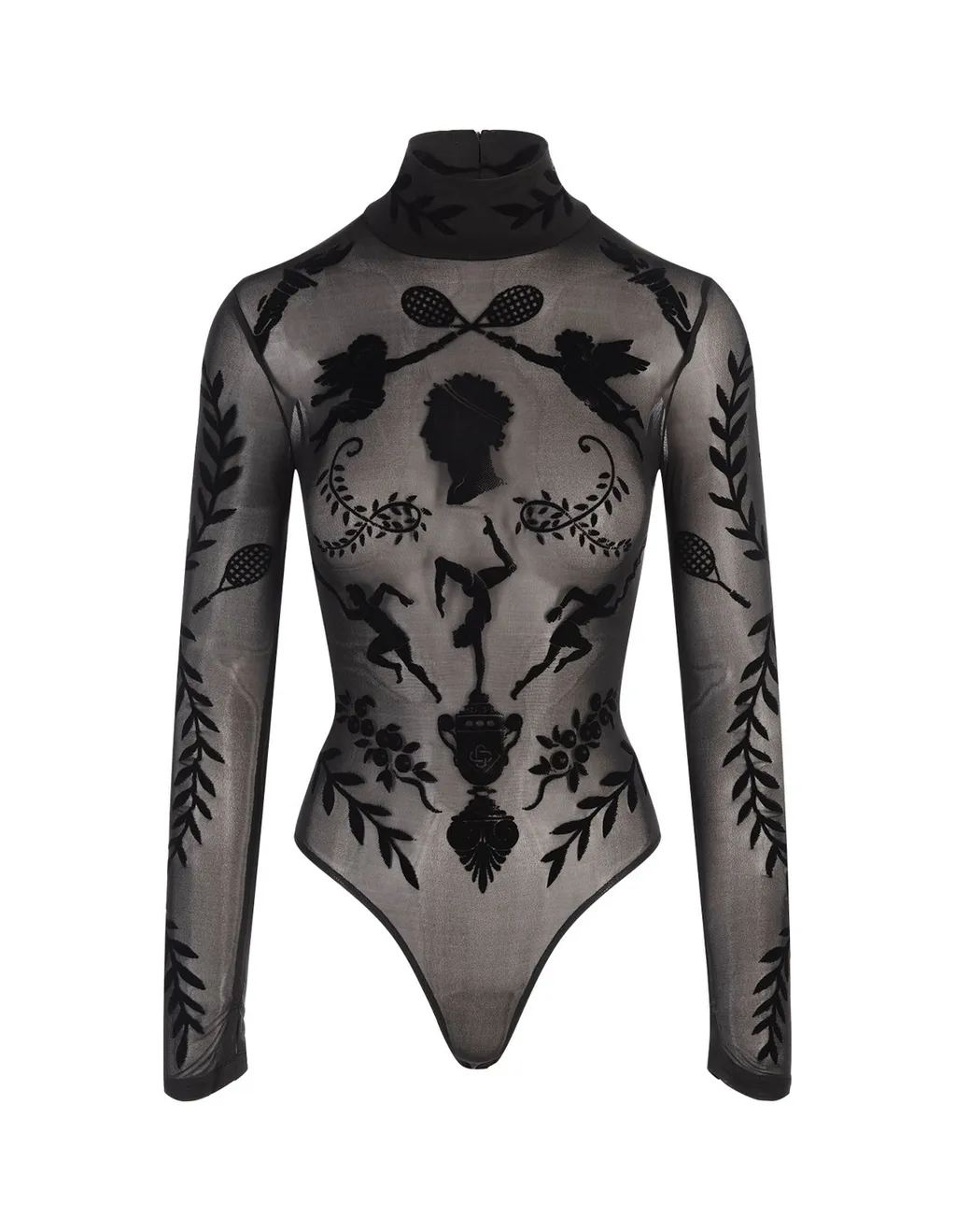 Devoré-Effect High Neck Bodysuit