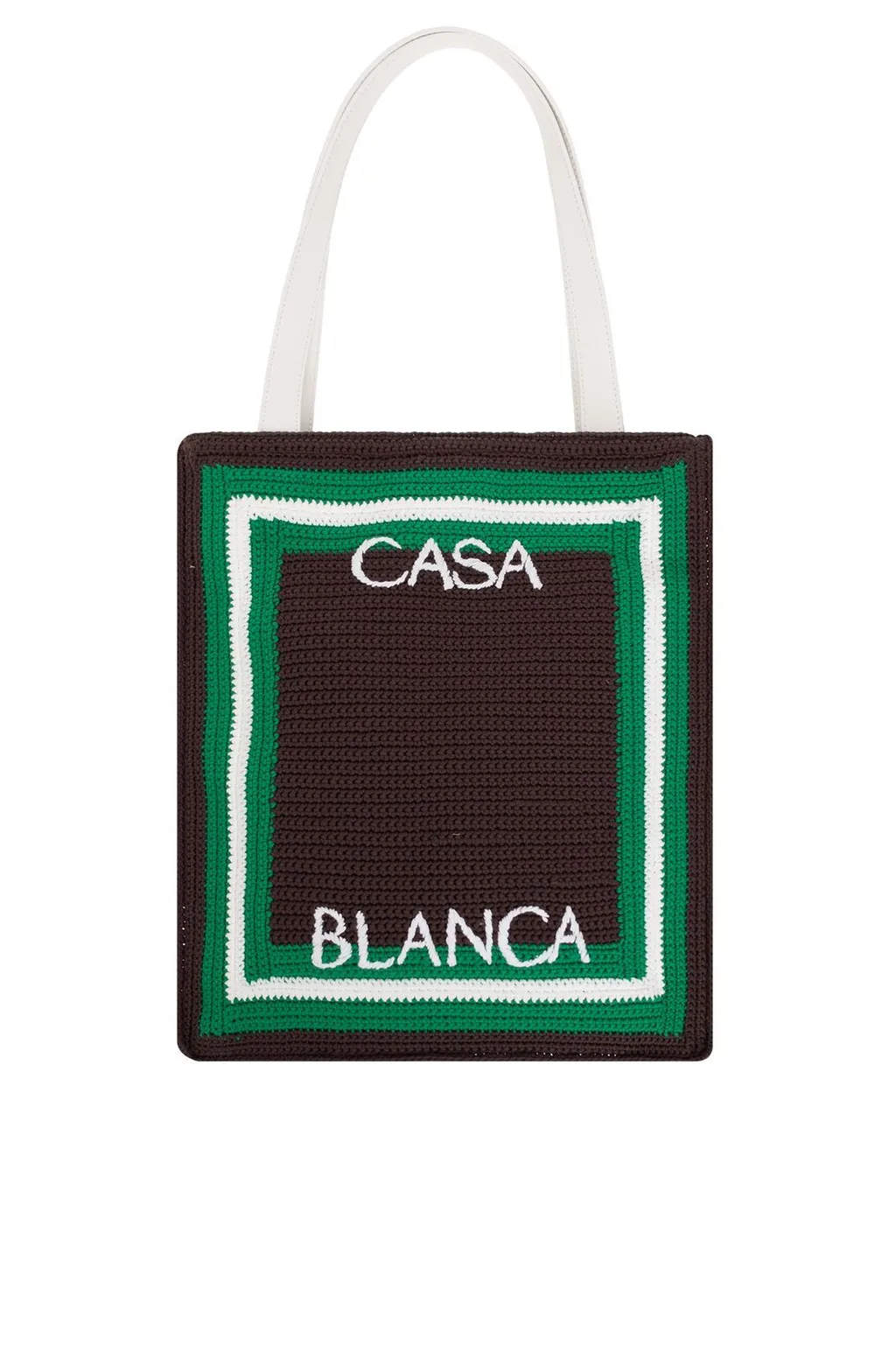 Logo-Embroidered Crochet-Knit Top Handle Bag