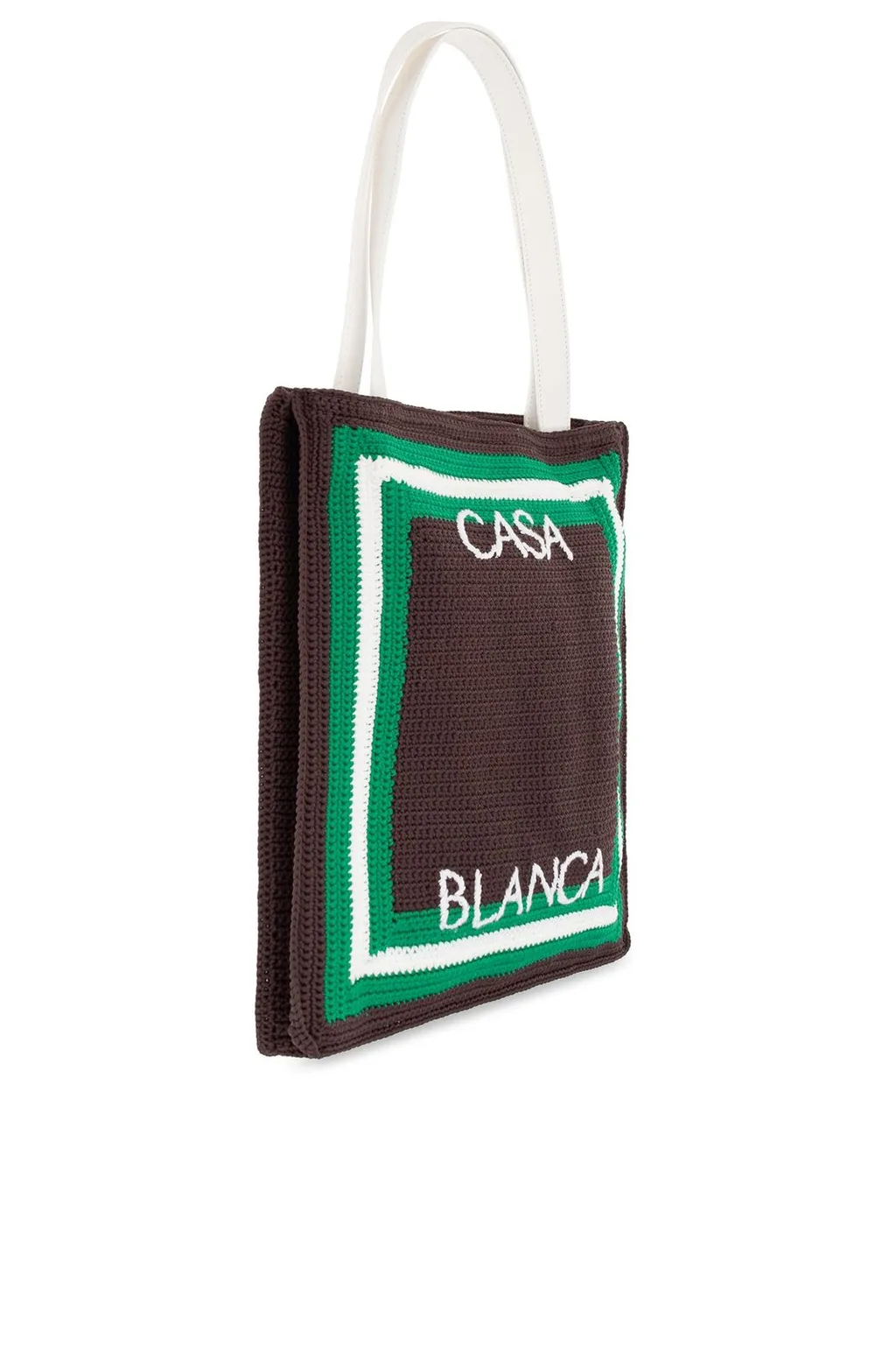 Logo-Embroidered Crochet-Knit Top Handle Bag