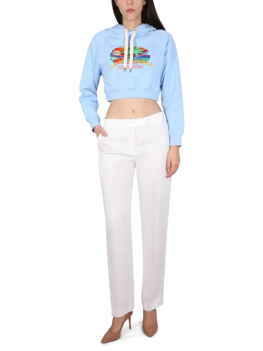 Drawstring Cropped Hoodie