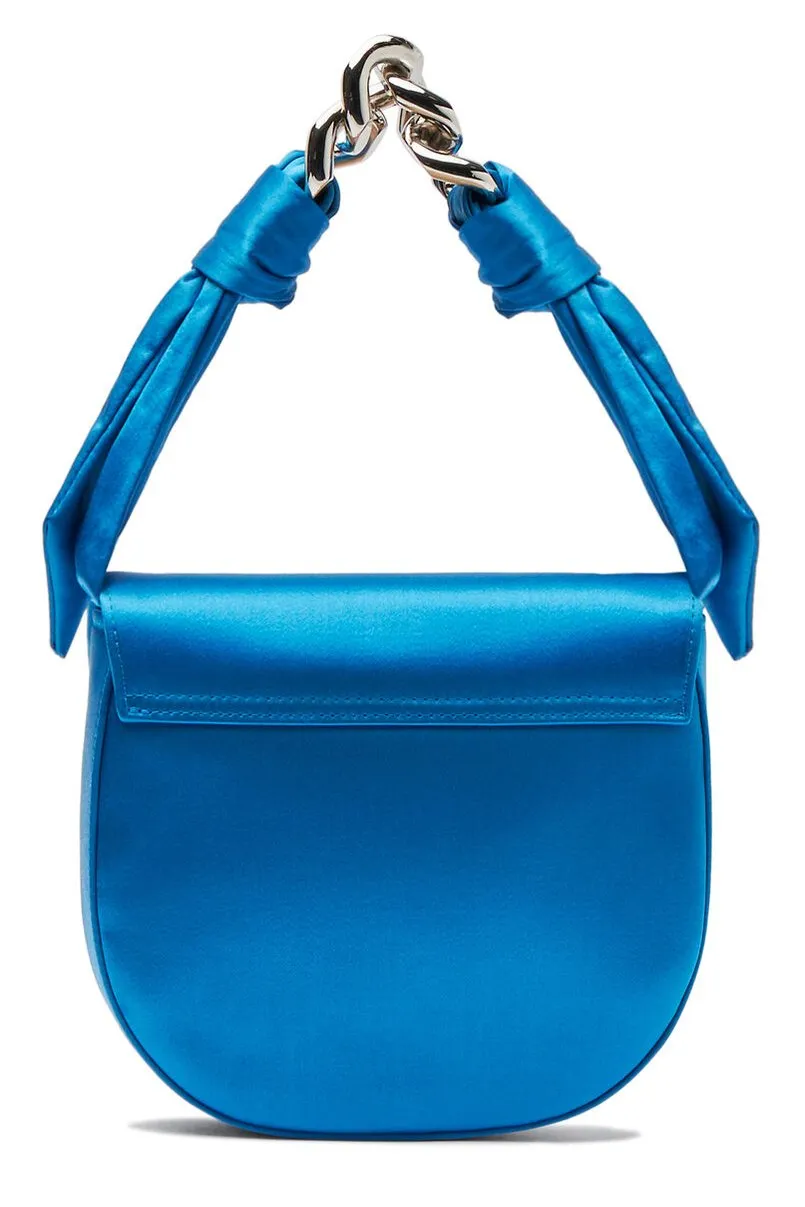 Chain Detailed Satin Top Handle Bag