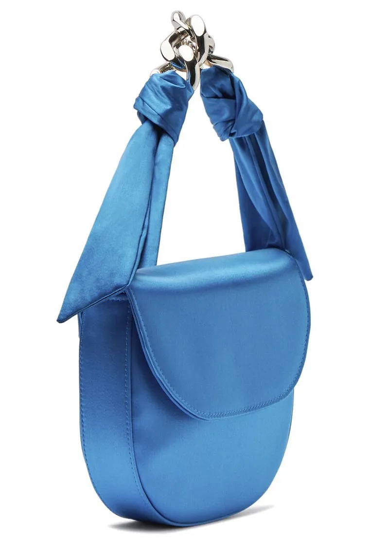 Chain Detailed Satin Top Handle Bag