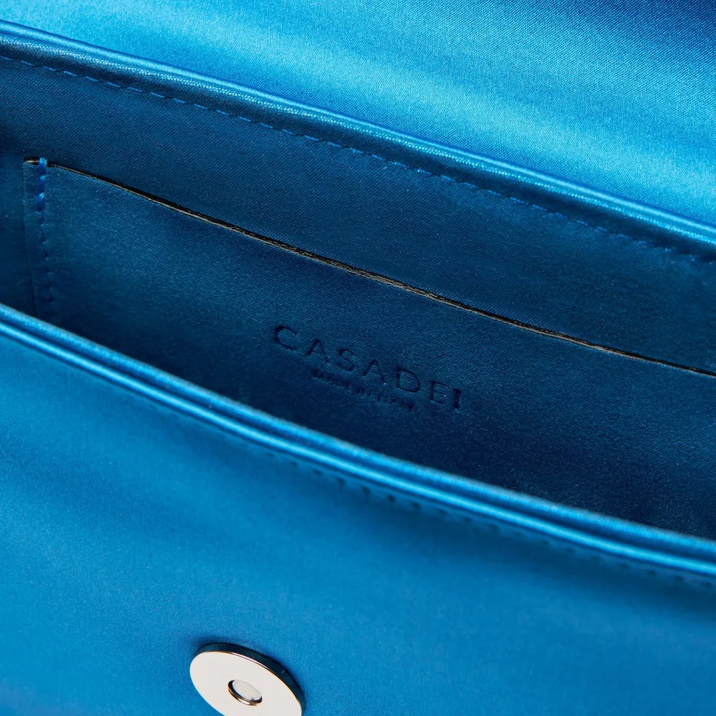 Chain Detailed Satin Top Handle Bag