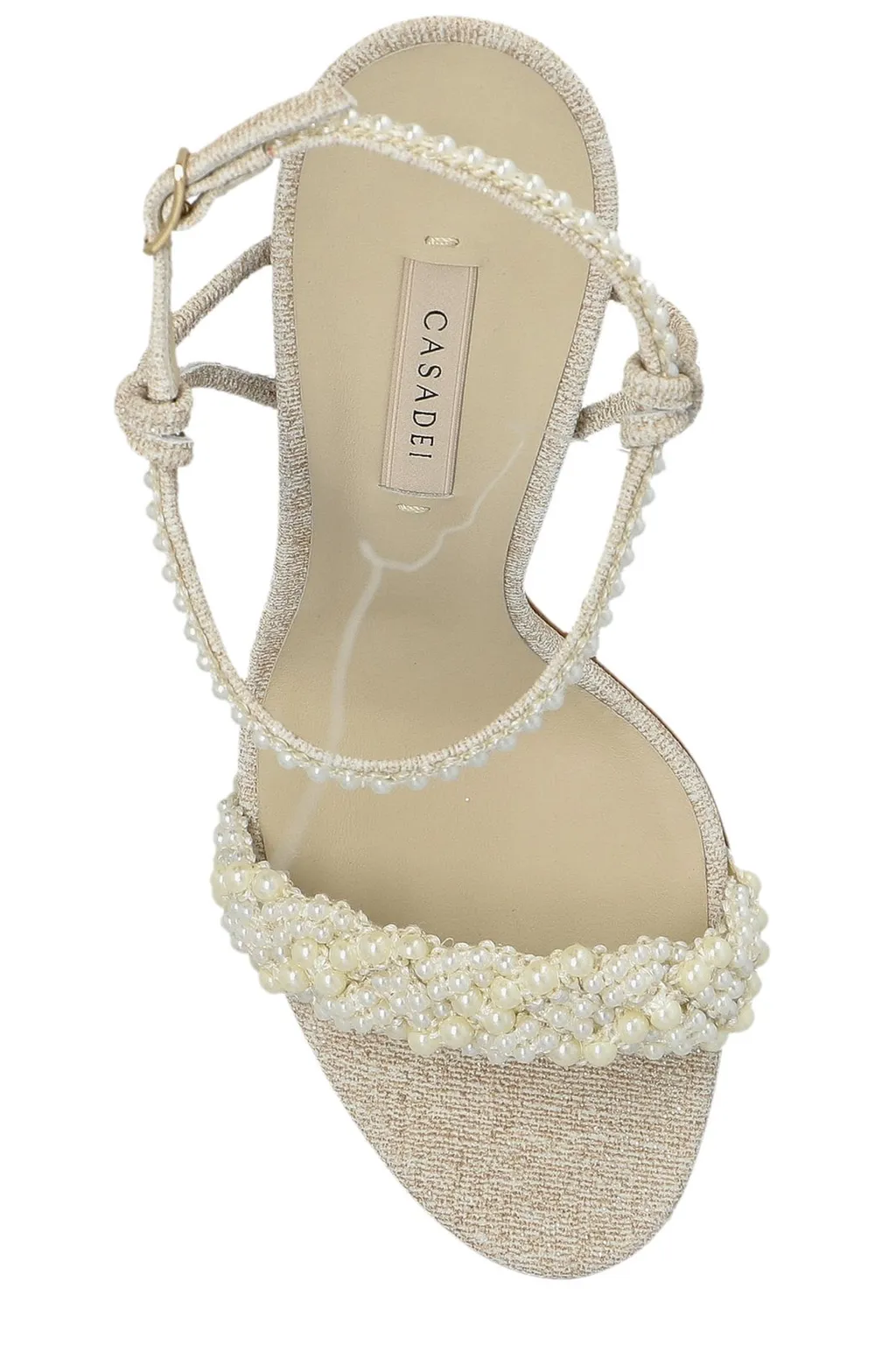 Pearl-Embellished Heeled Sandals