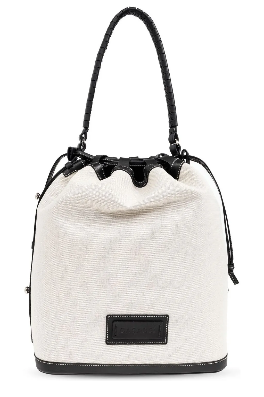 Logo Patch Drawstring Bucket Bag