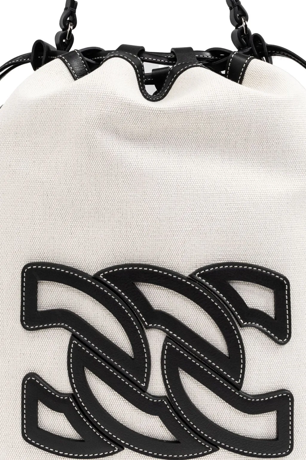 Logo Patch Drawstring Bucket Bag