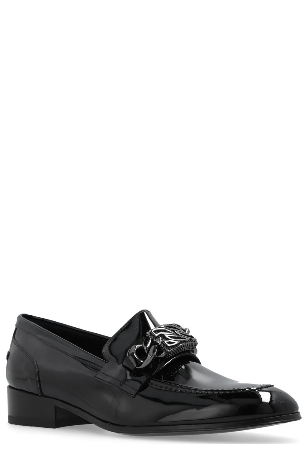 Buckle-Embellished Almond Toe Loafers