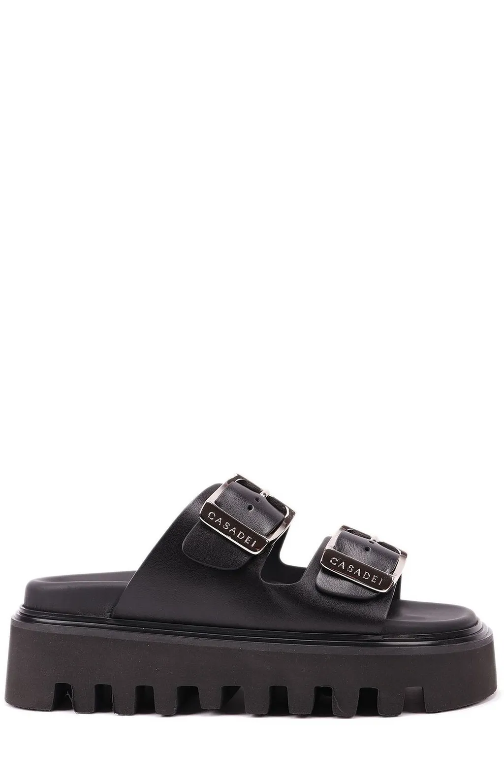 Buckles Double-Strap Slip-On Sandals