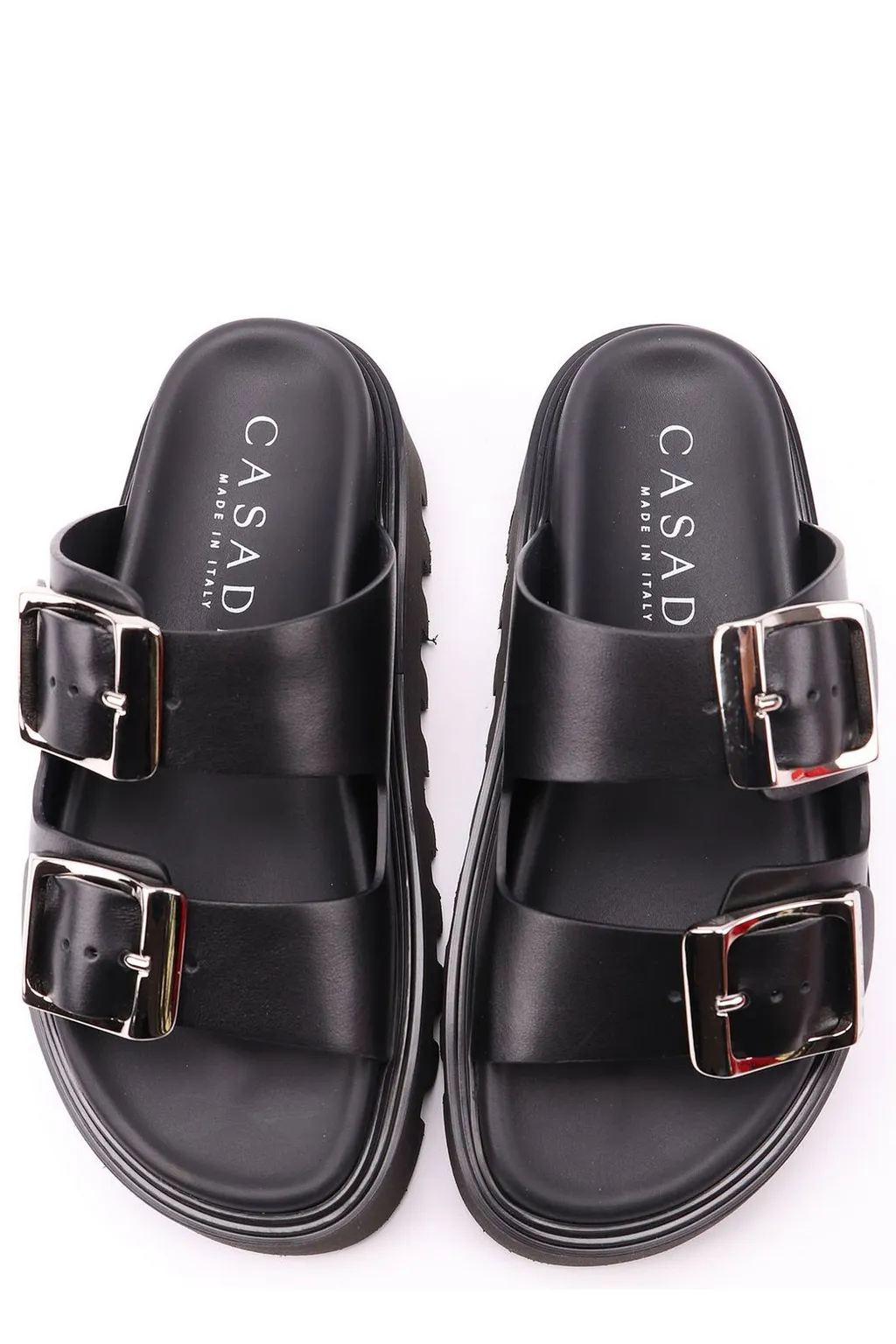 Buckles Double-Strap Slip-On Sandals