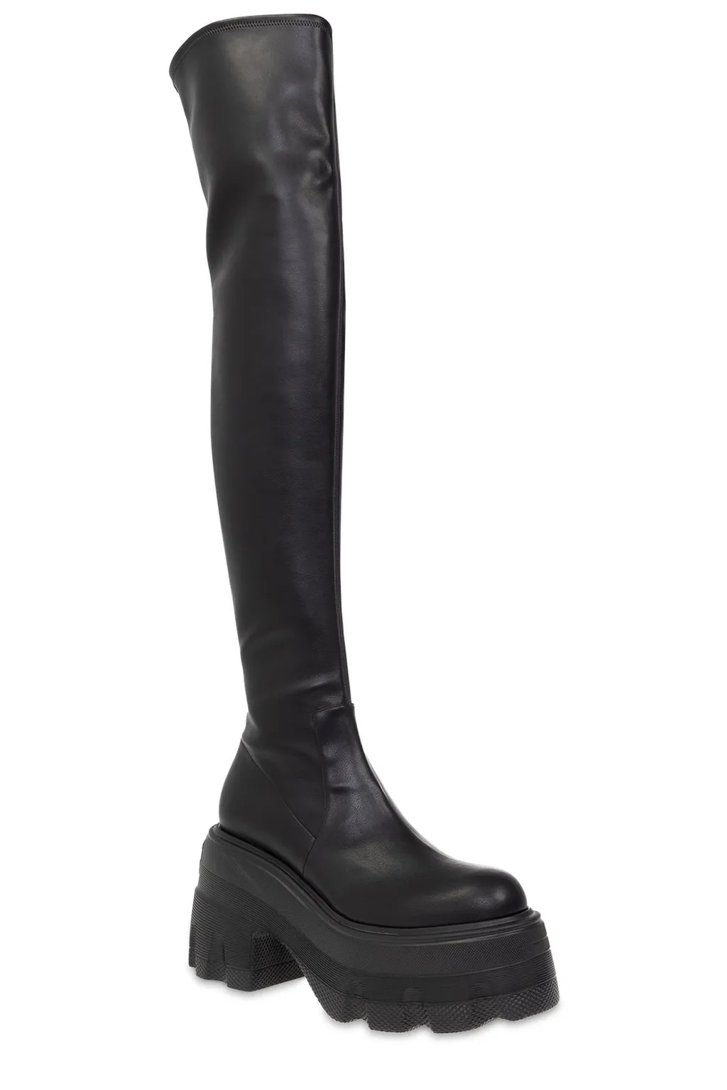 Round-Toe Thigh-High Platform Boots