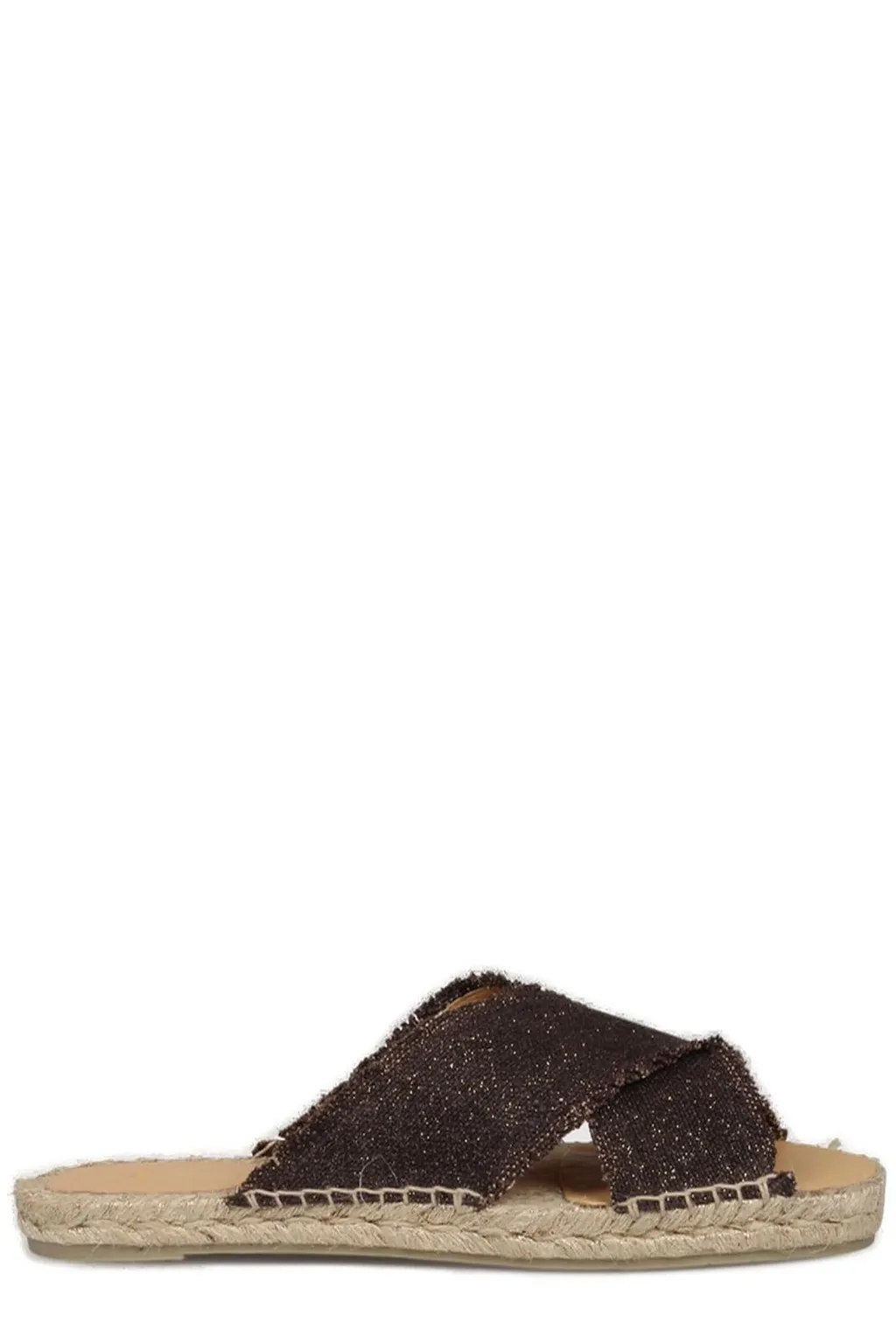 Palmera Glittered Fringed Espadrille Slides