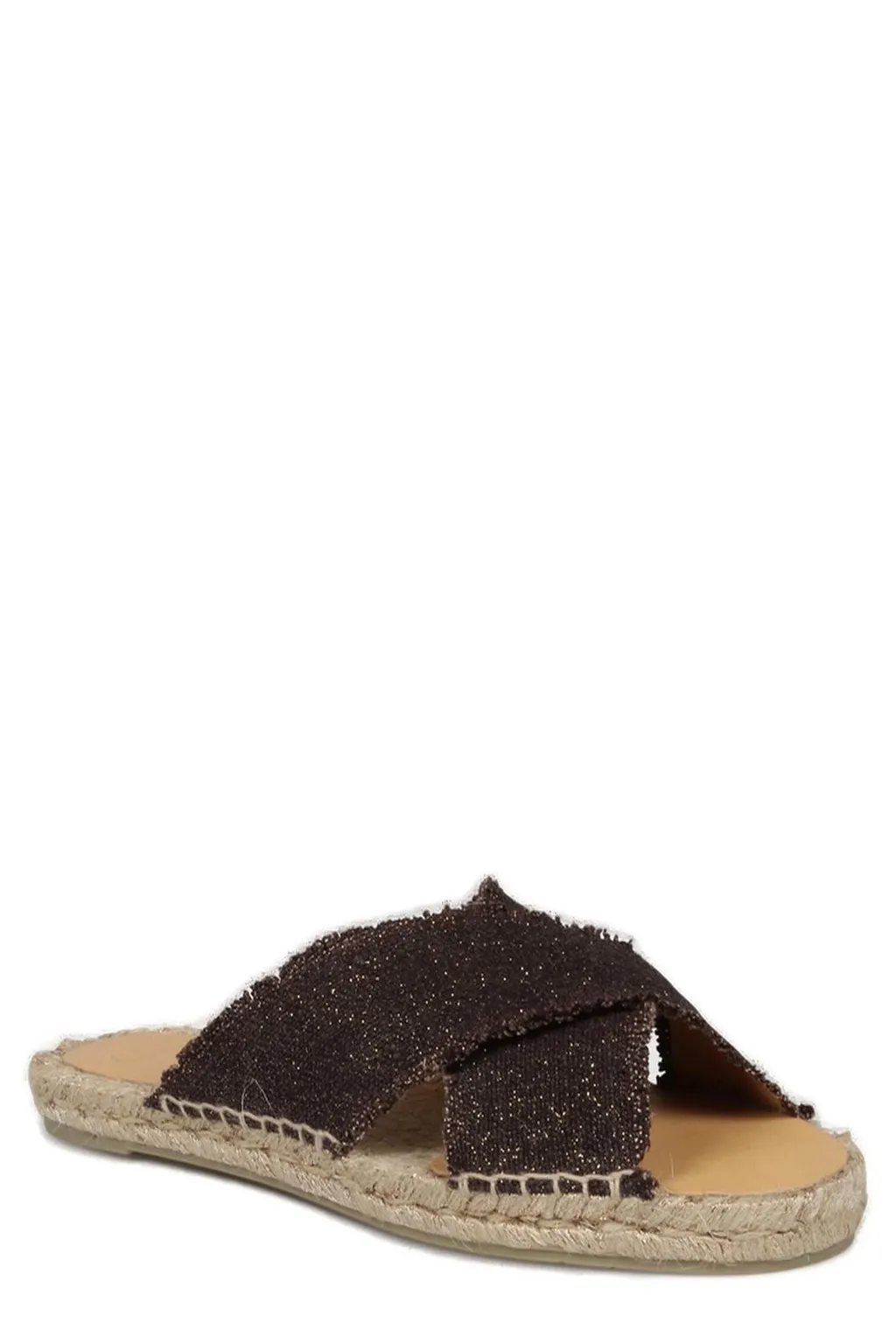 Palmera Glittered Fringed Espadrille Slides