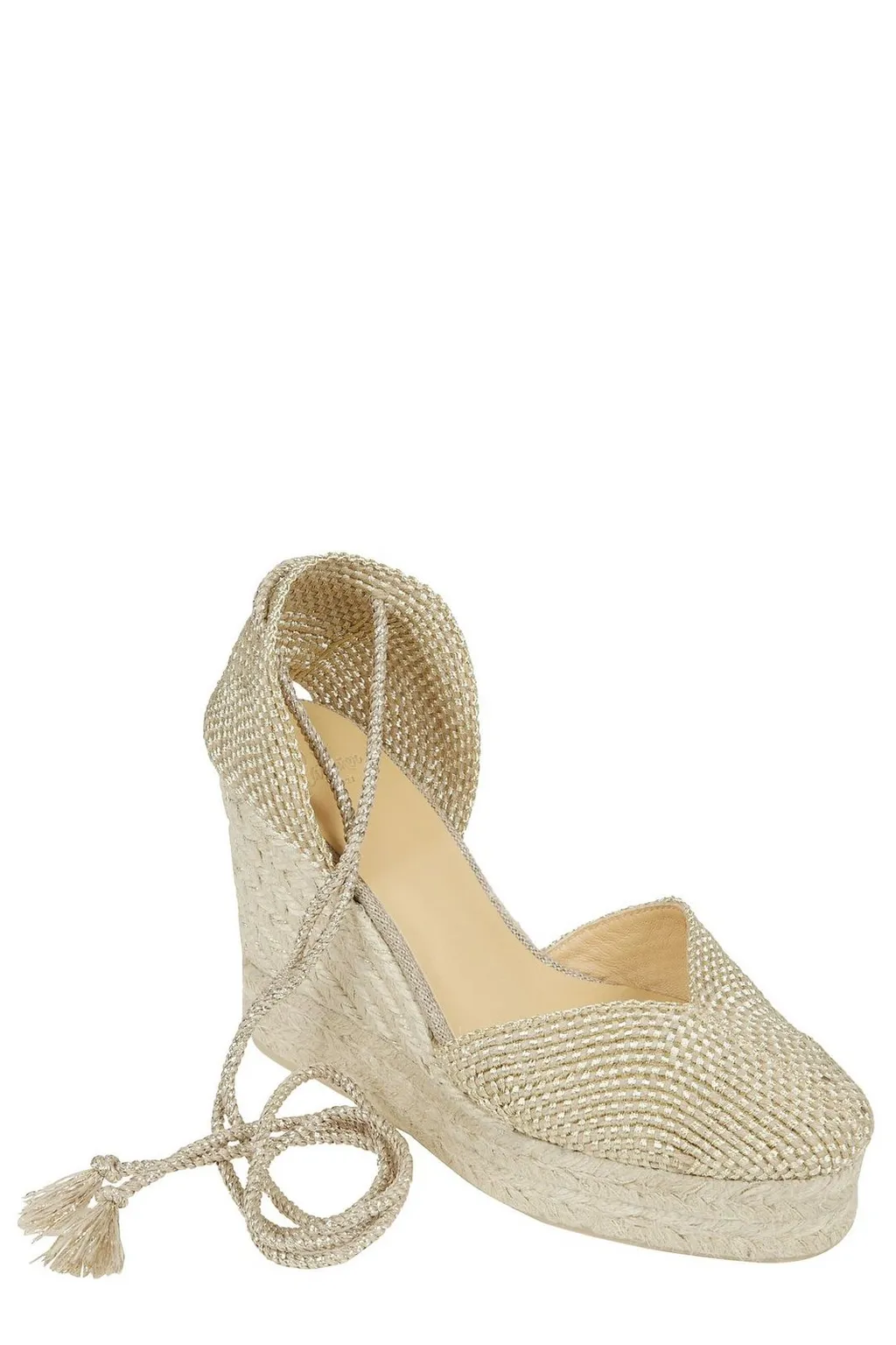 Ankle Strap Woven Wedge Espadrilles