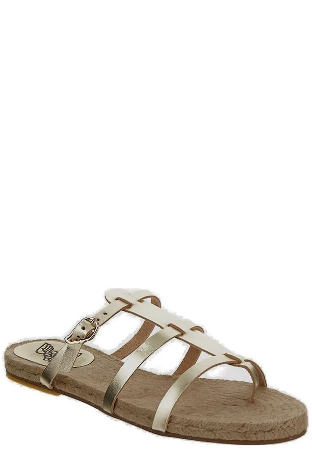 Metallic Effect Strapped Flat Slides