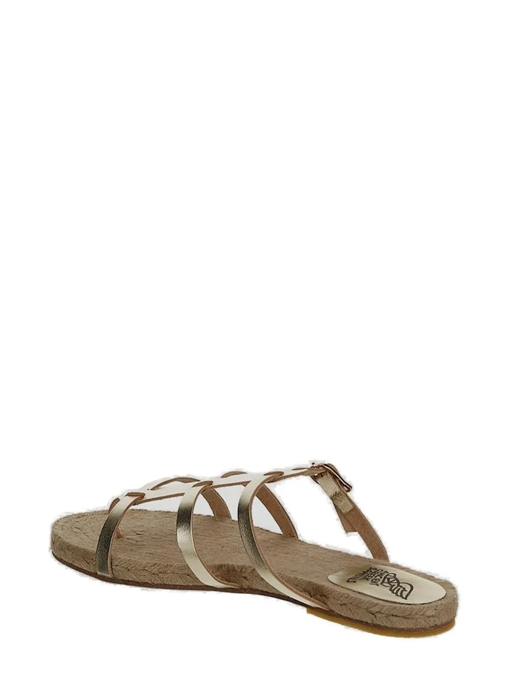 Metallic Effect Strapped Flat Slides