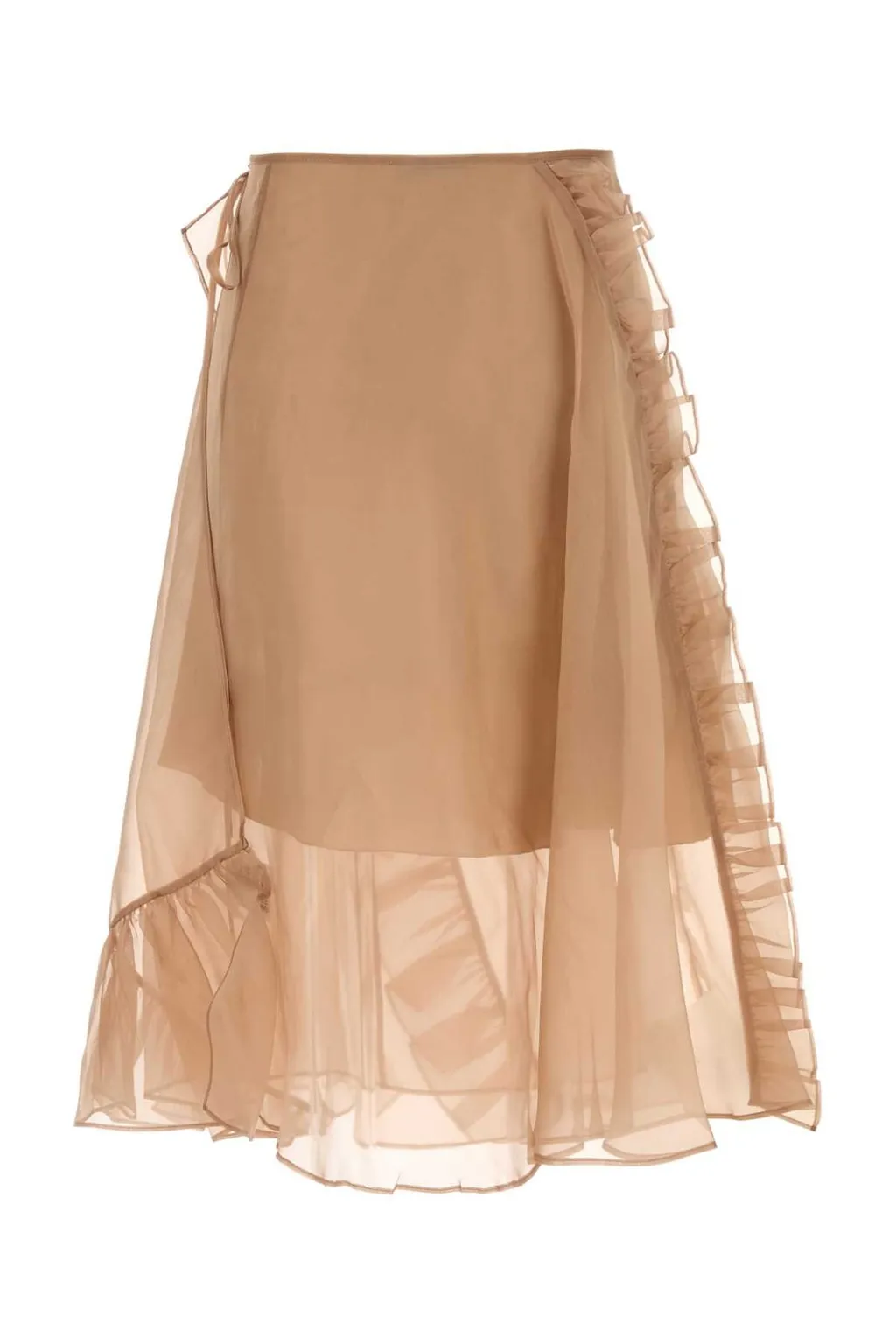 Ruffled Wrap Midi Skirt