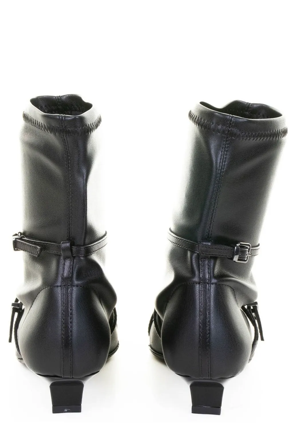 Pointed-Toe Double-Buckle Boots
