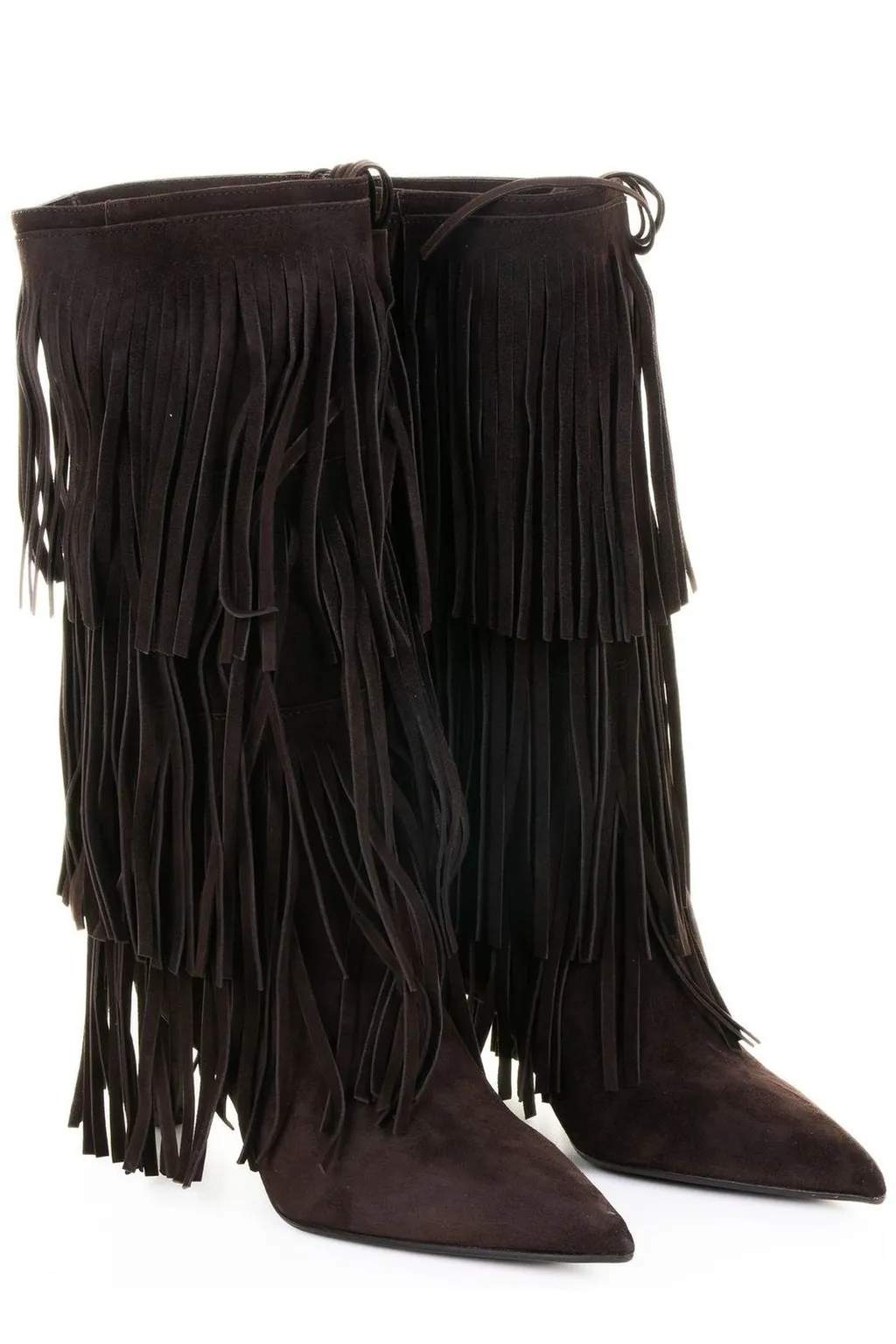 Pointed-Toe Fringed Boots