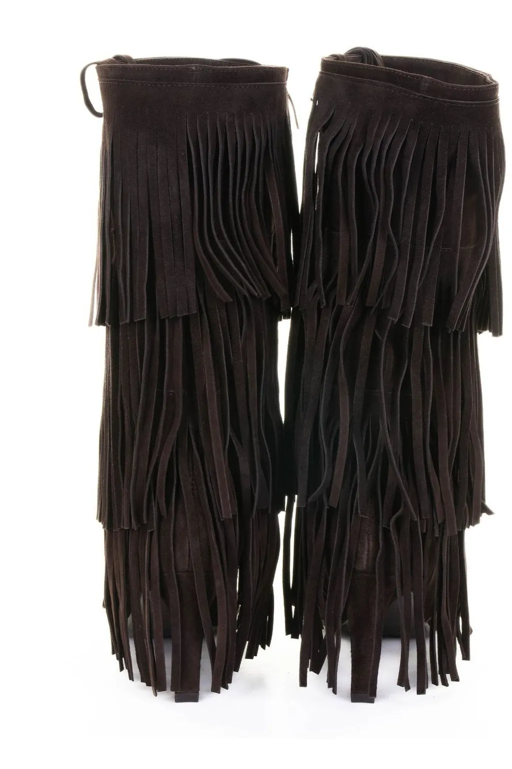 Pointed-Toe Fringed Boots