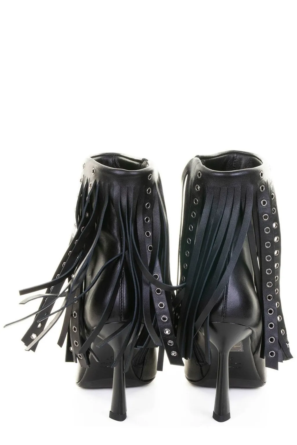 Pointed-Toe Fringed Ankle Boots