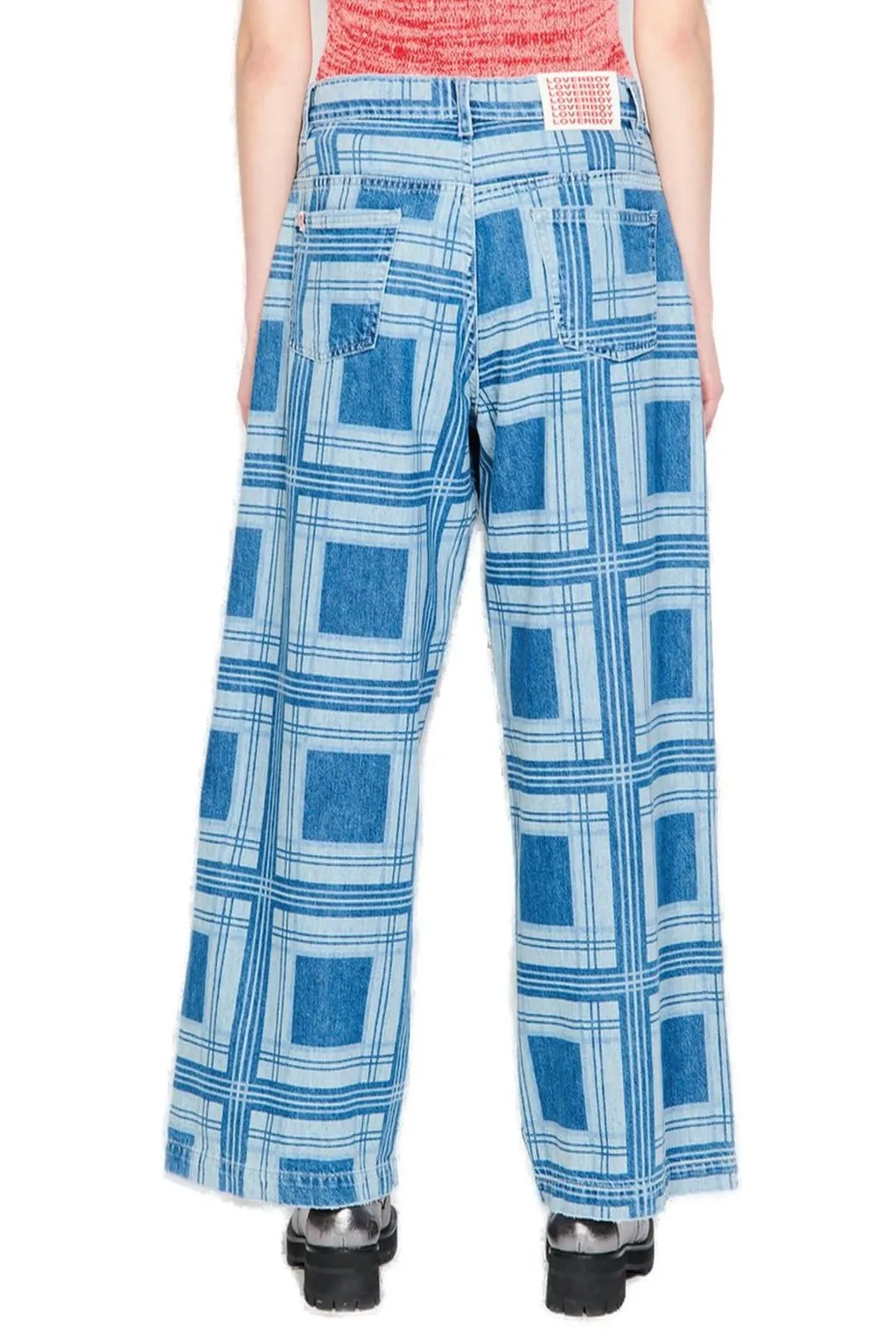 Tartan Wide Leg Denim Jeans