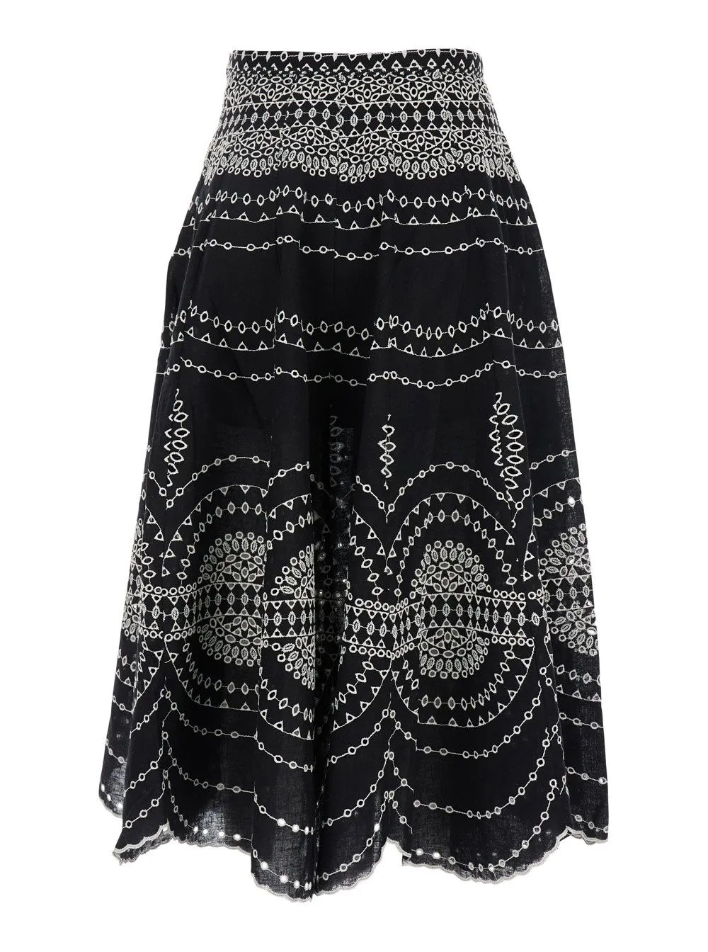 Livvy Midi Skirt With Scallop Embroidery