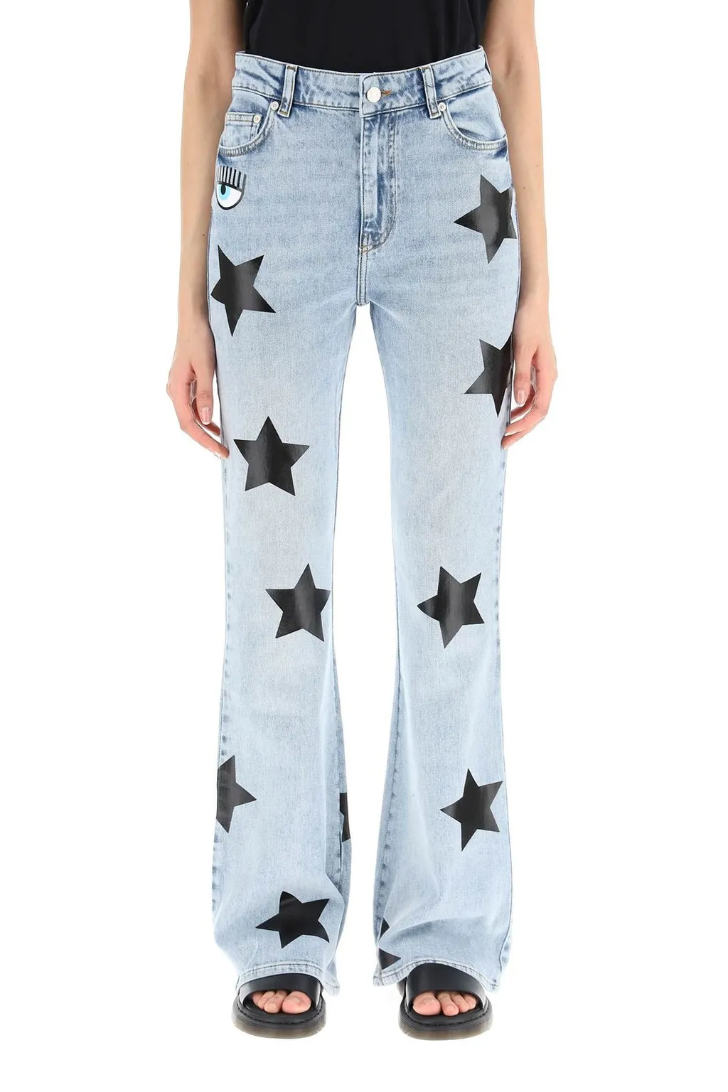Star Printed Mid-Rise Jeans