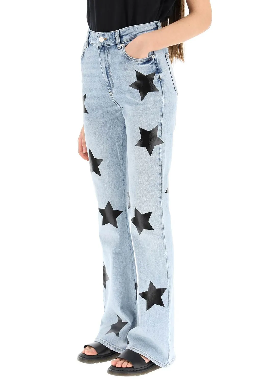 Star Printed Mid-Rise Jeans