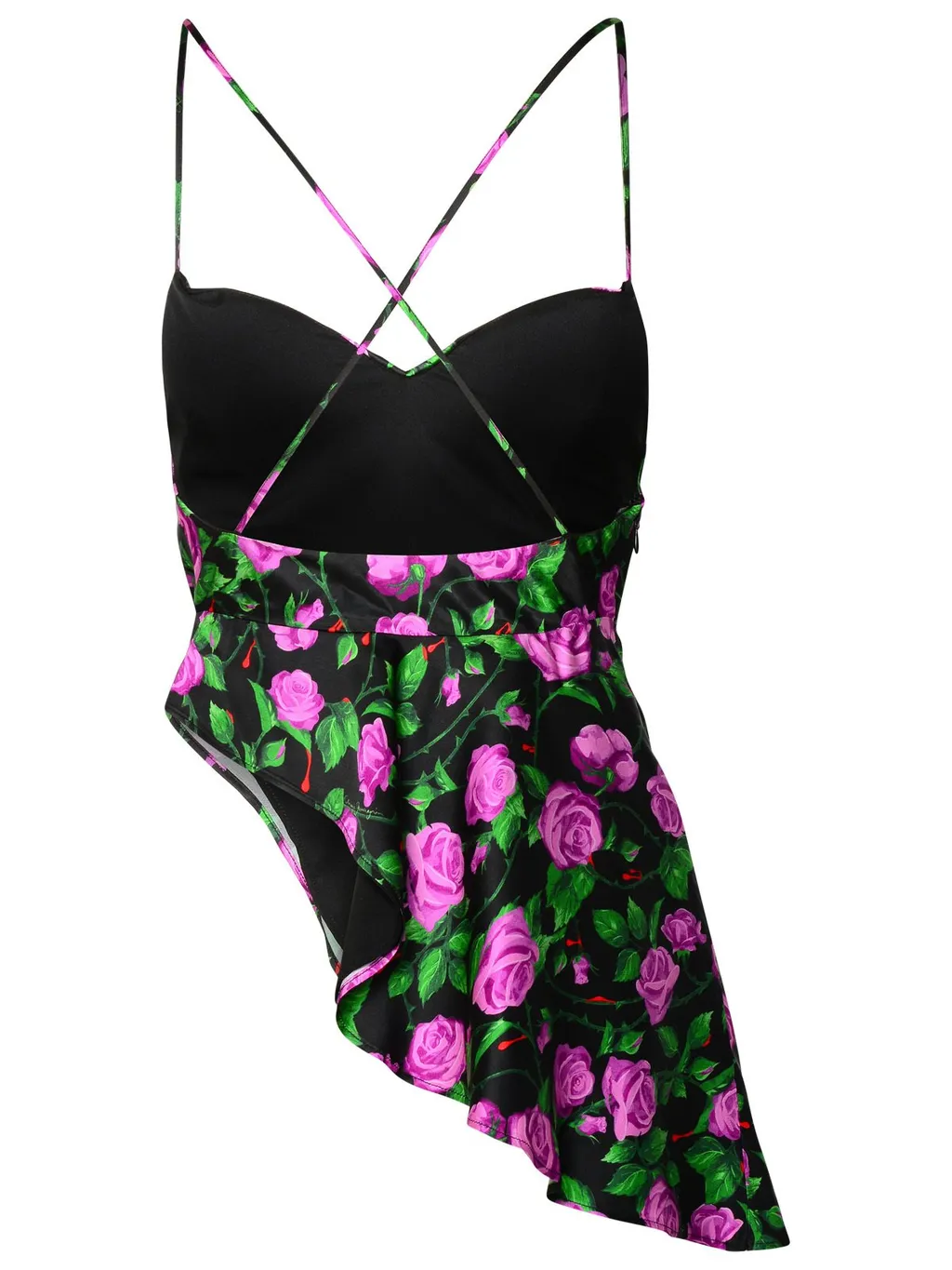 Rose Printed Asymmetrical Hem Top