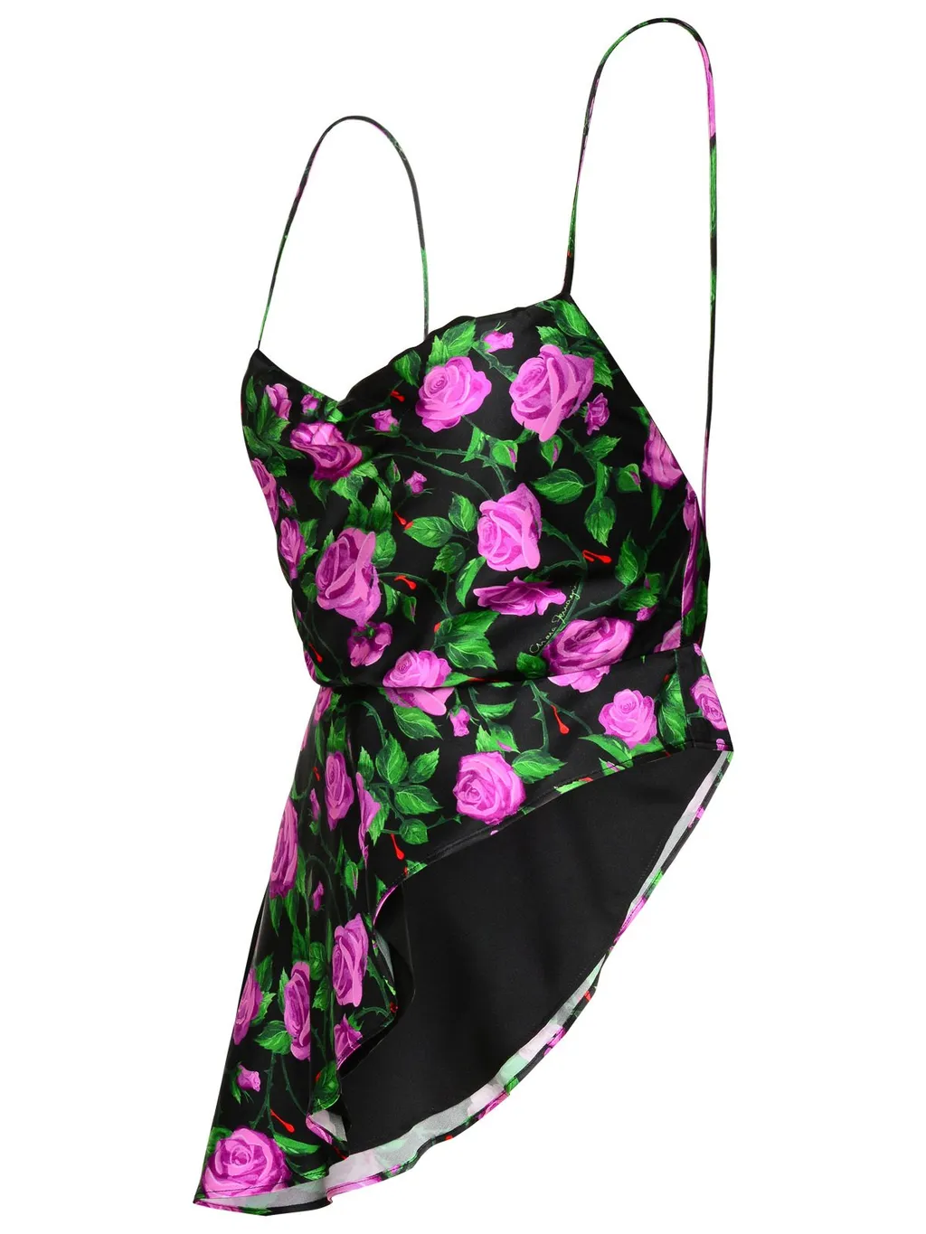 Rose Printed Asymmetrical Hem Top