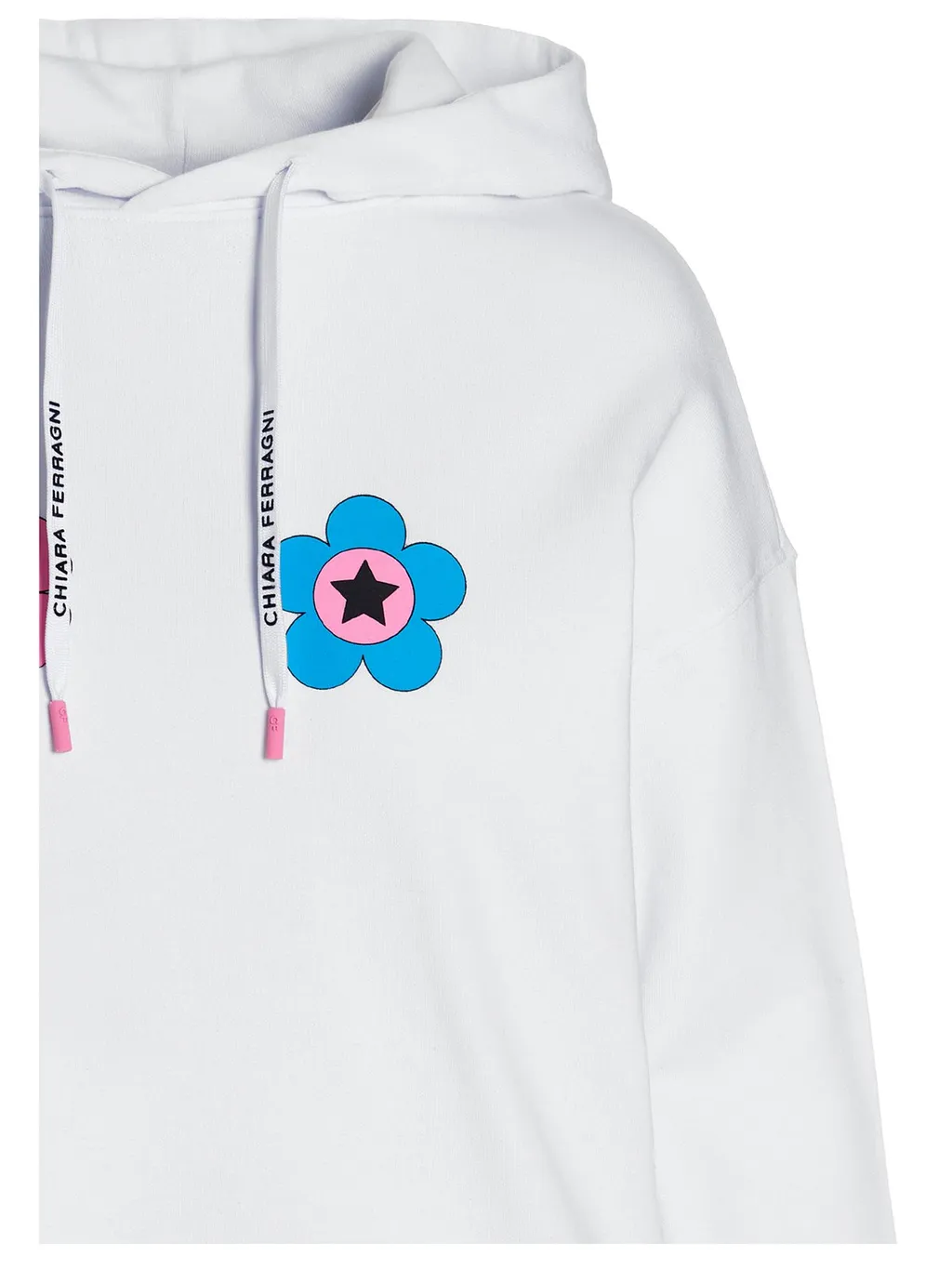 Floral-Logo Printed Drawstring Hoodie
