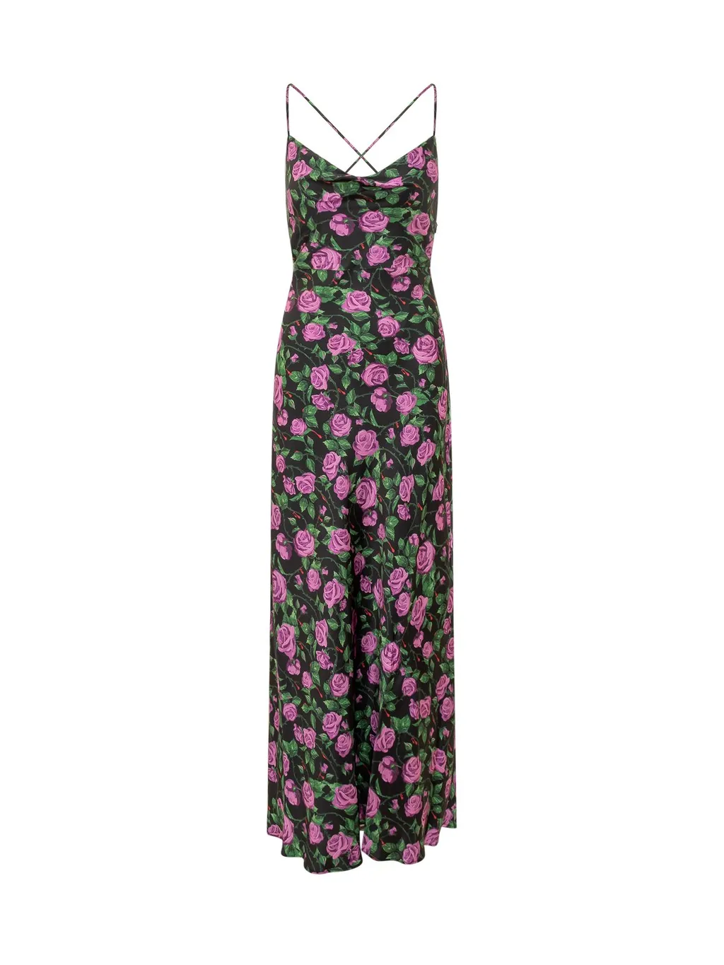 Rose Printed Open Back Dress