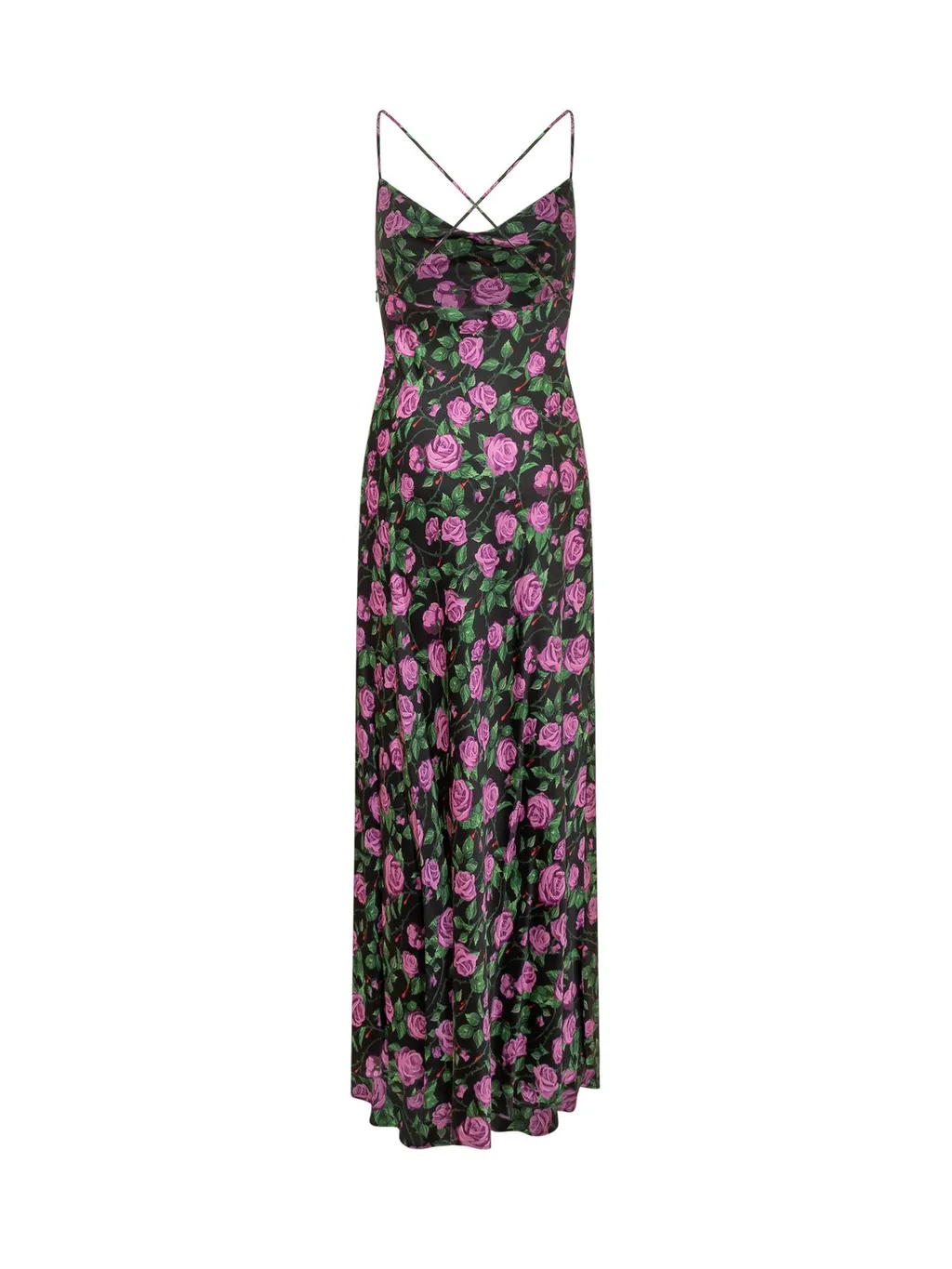Rose Printed Open Back Dress