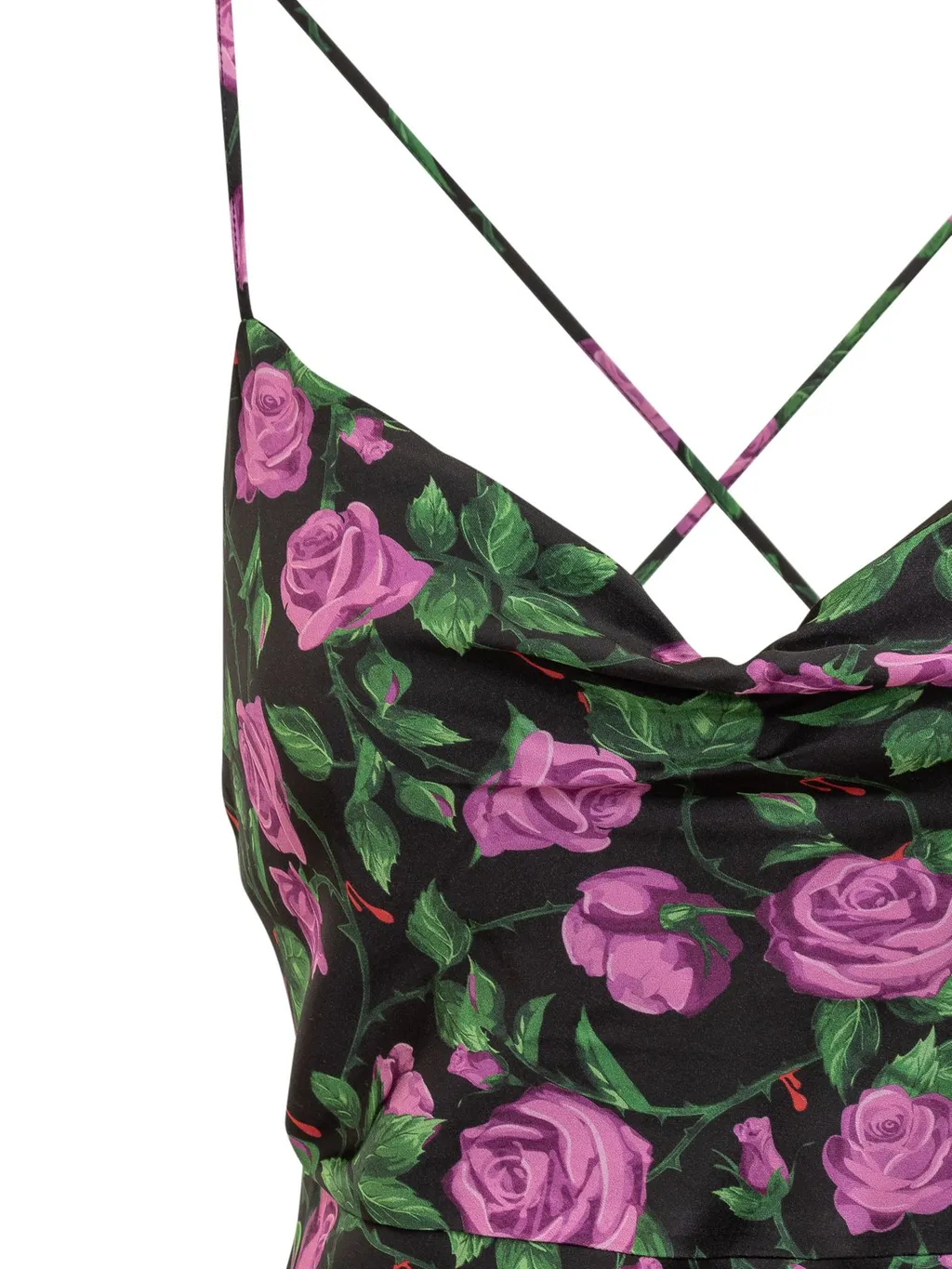 Rose Printed Open Back Dress