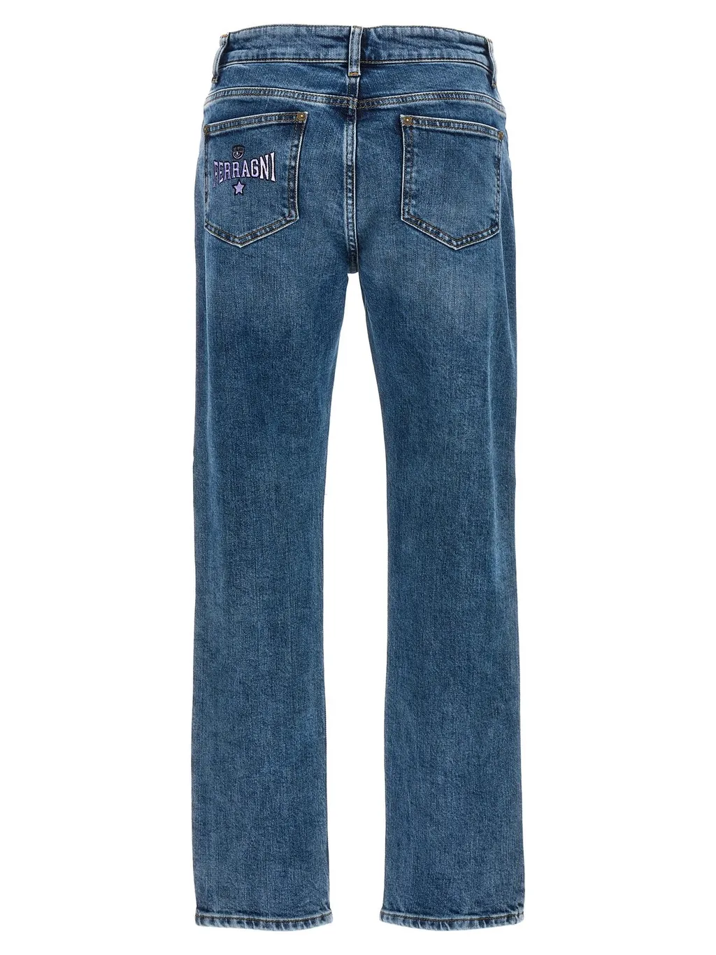 Logo Embroidered Straight Leg Jeans