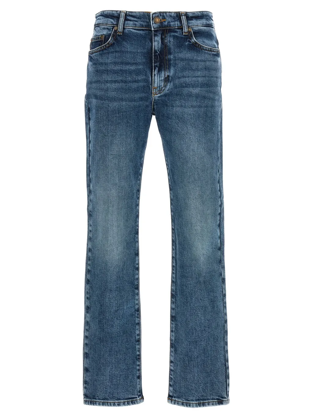 Logo Embroidered Straight Leg Jeans