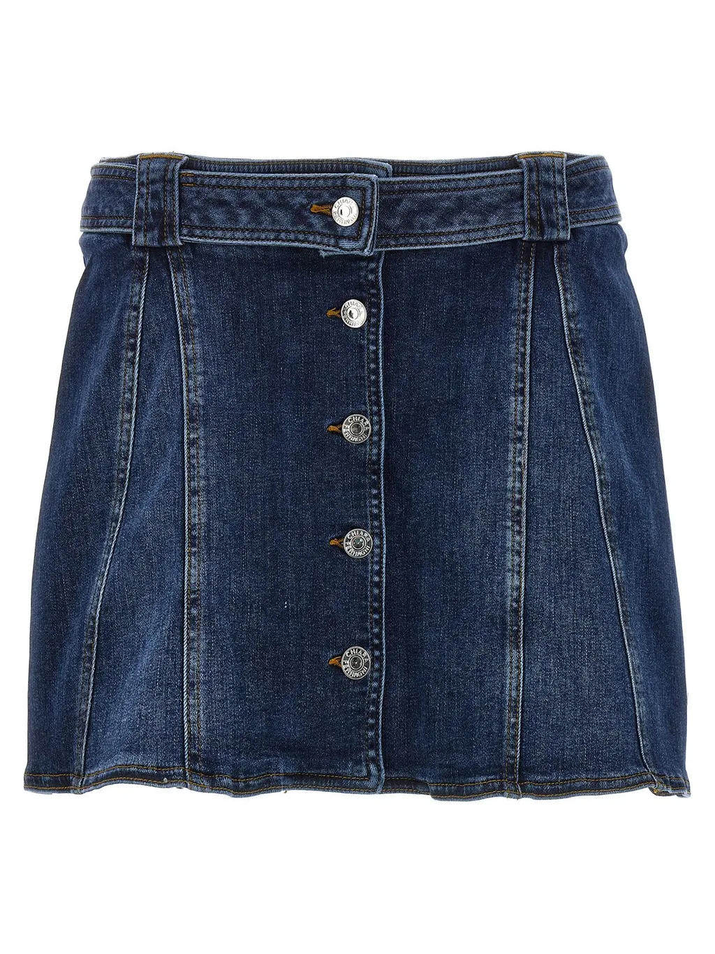 Logo Embroidered High-Waisted Denim Mini Skirt