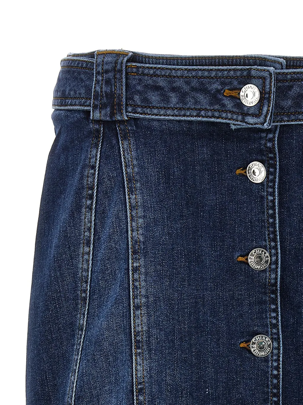 Logo Embroidered High-Waisted Denim Mini Skirt