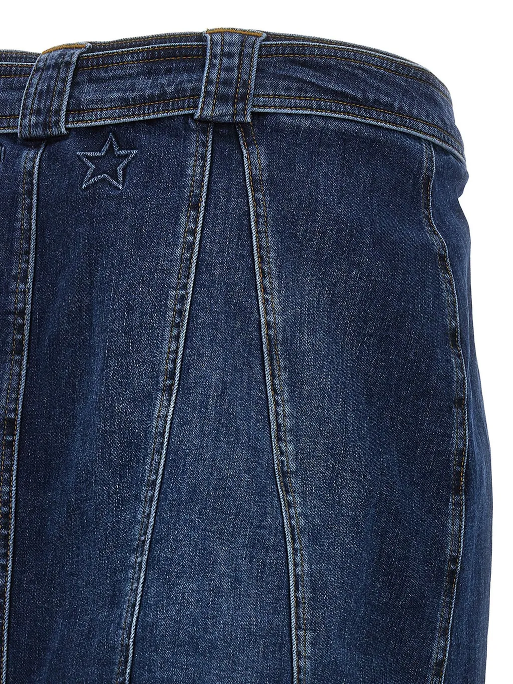 Logo Embroidered High-Waisted Denim Mini Skirt