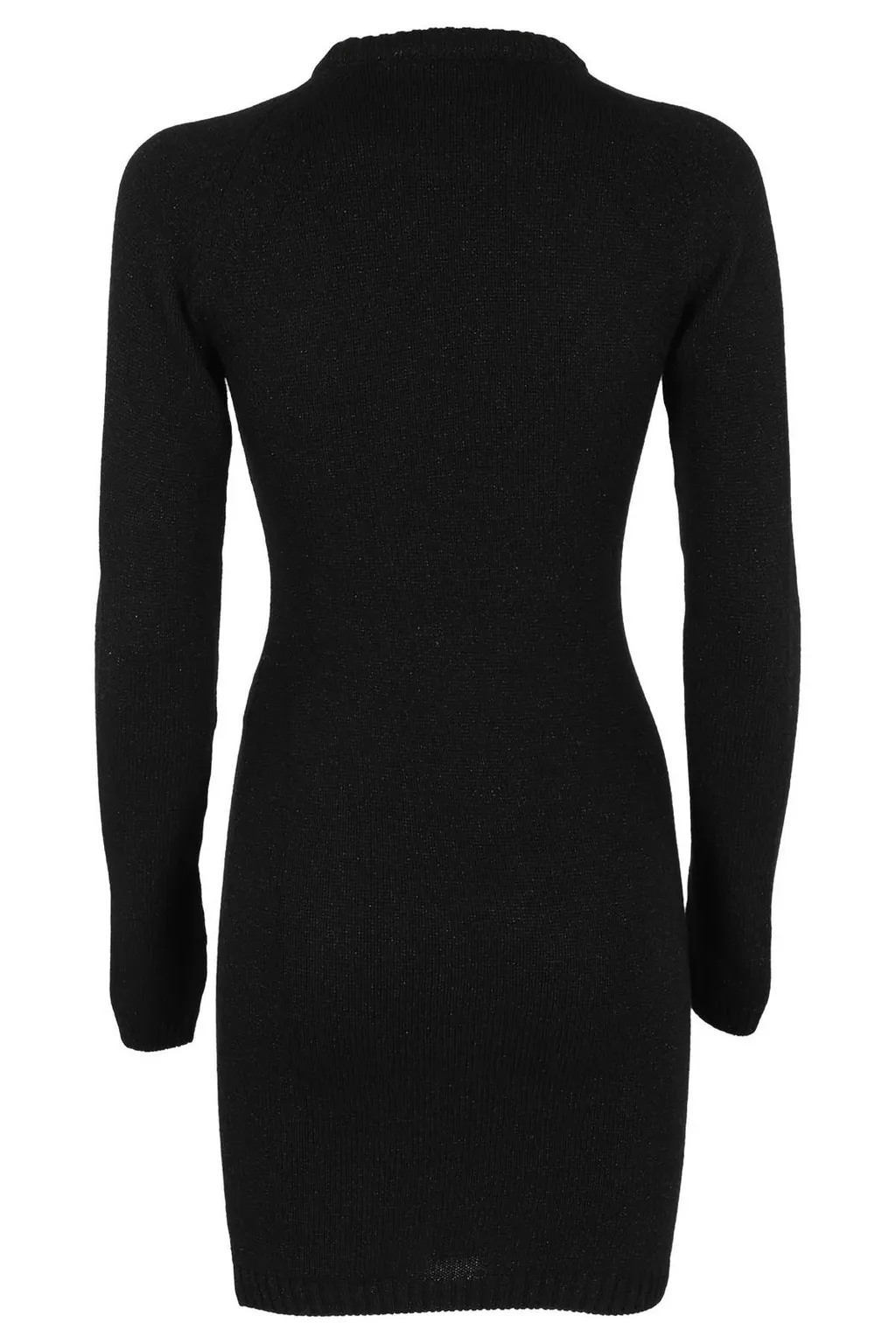 Cut-Out Crewneck Knitted Mini Dress