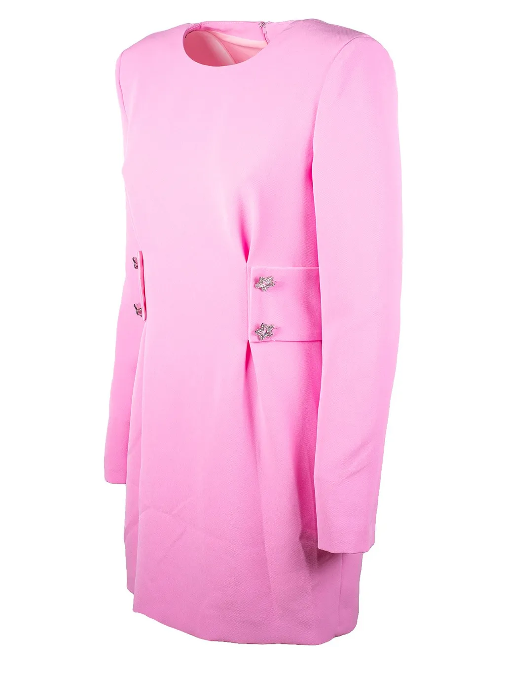 Button-Embellished Fitted Waist Mini Dress