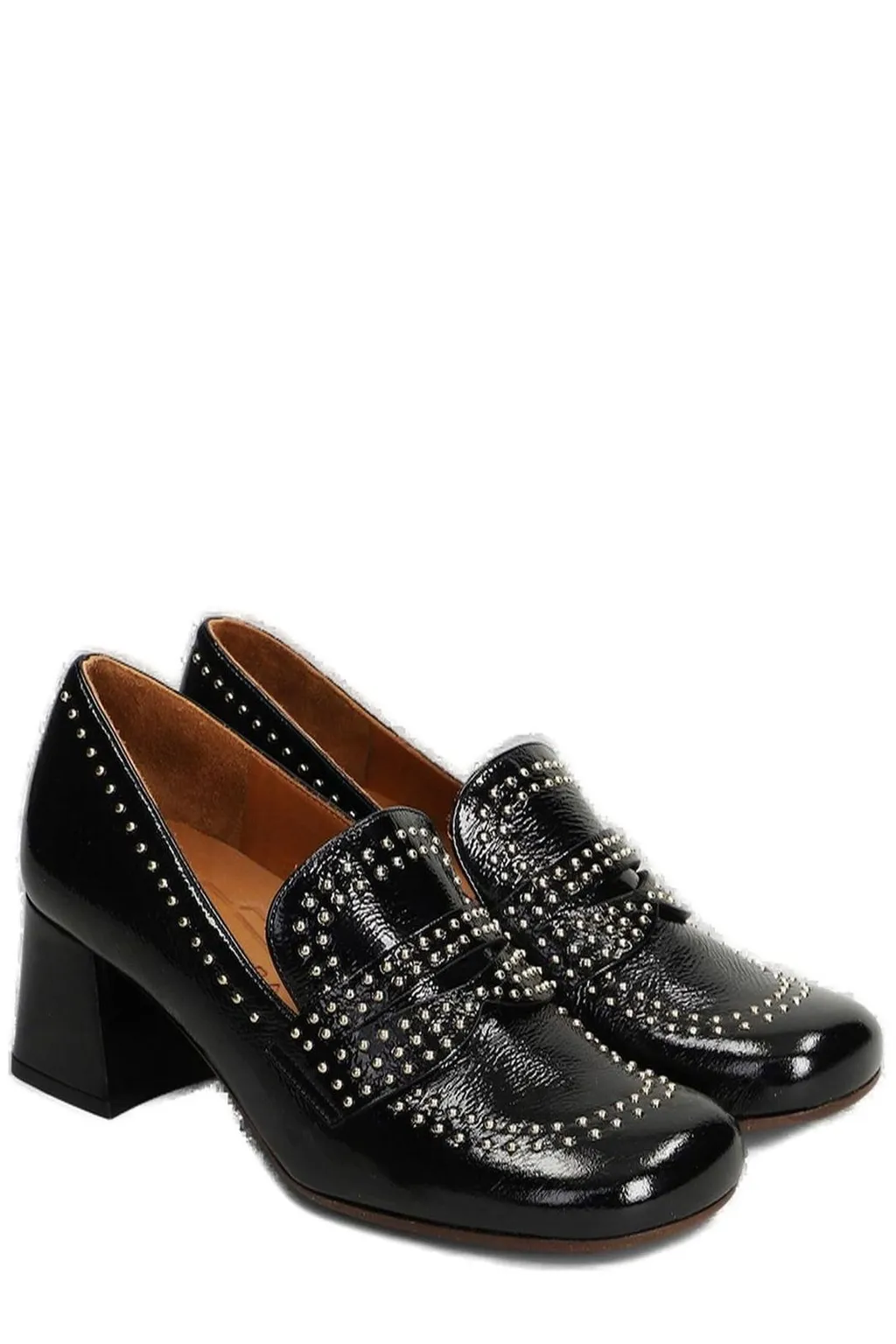 Block Heel Embellished Pumps