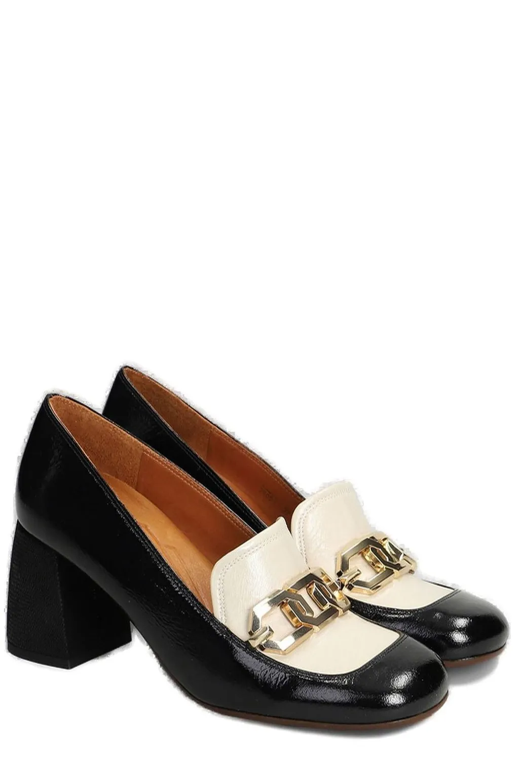 Block Heel Round Toe Pumps
