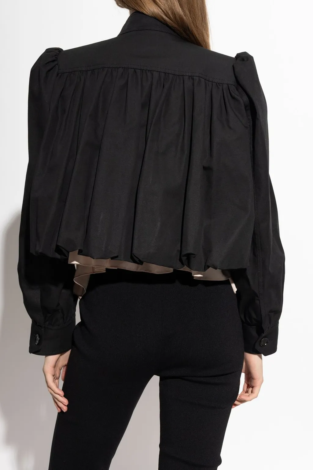 Gathered Zip-Up Cropped Jacket