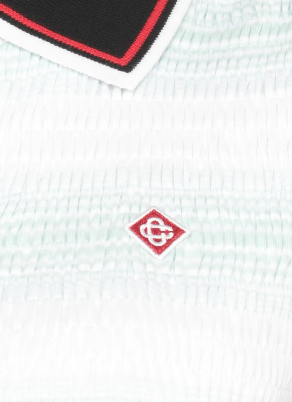 Stripe Shirred Polo Shirt