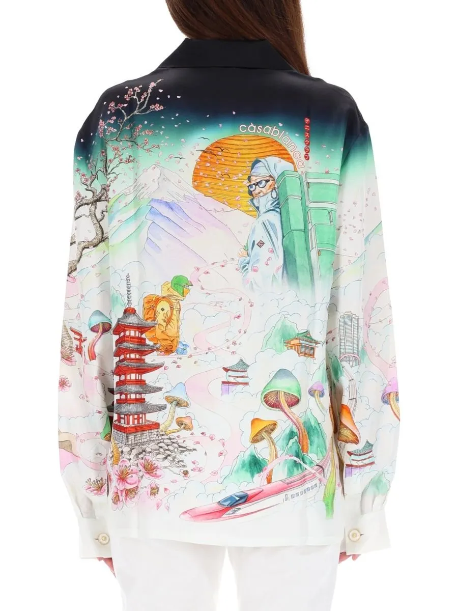 Flower Print Long-Sleeved Shirt